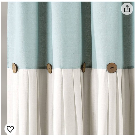 LUSH DECOR BRAND FARMHOUSE STYLE BLOCK COLOR SHOWER CURTAIN w/BONUS METAL RINGS - Picture 3 of 5